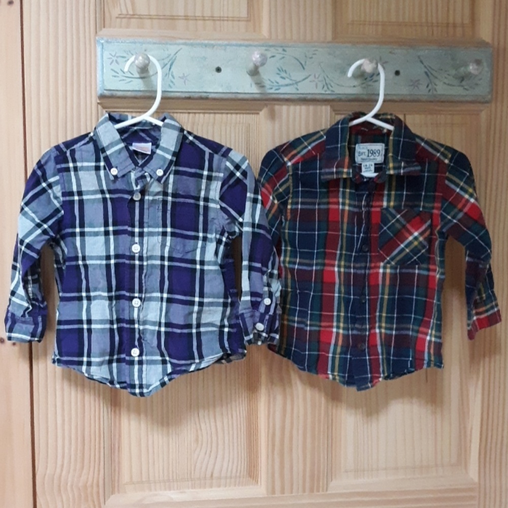 Plaid button down long sleeve cotton shirts